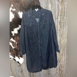 Isabela Maternity size XL button down blue jean long sleeve shirt dress tunic